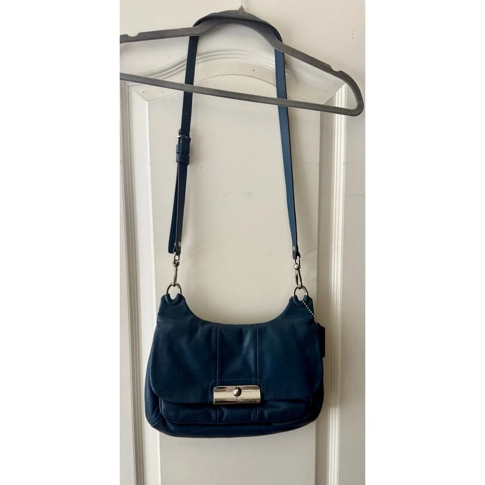 VTG Coach Kristin Blue Leather Convertible Shoulder Pristine Condition